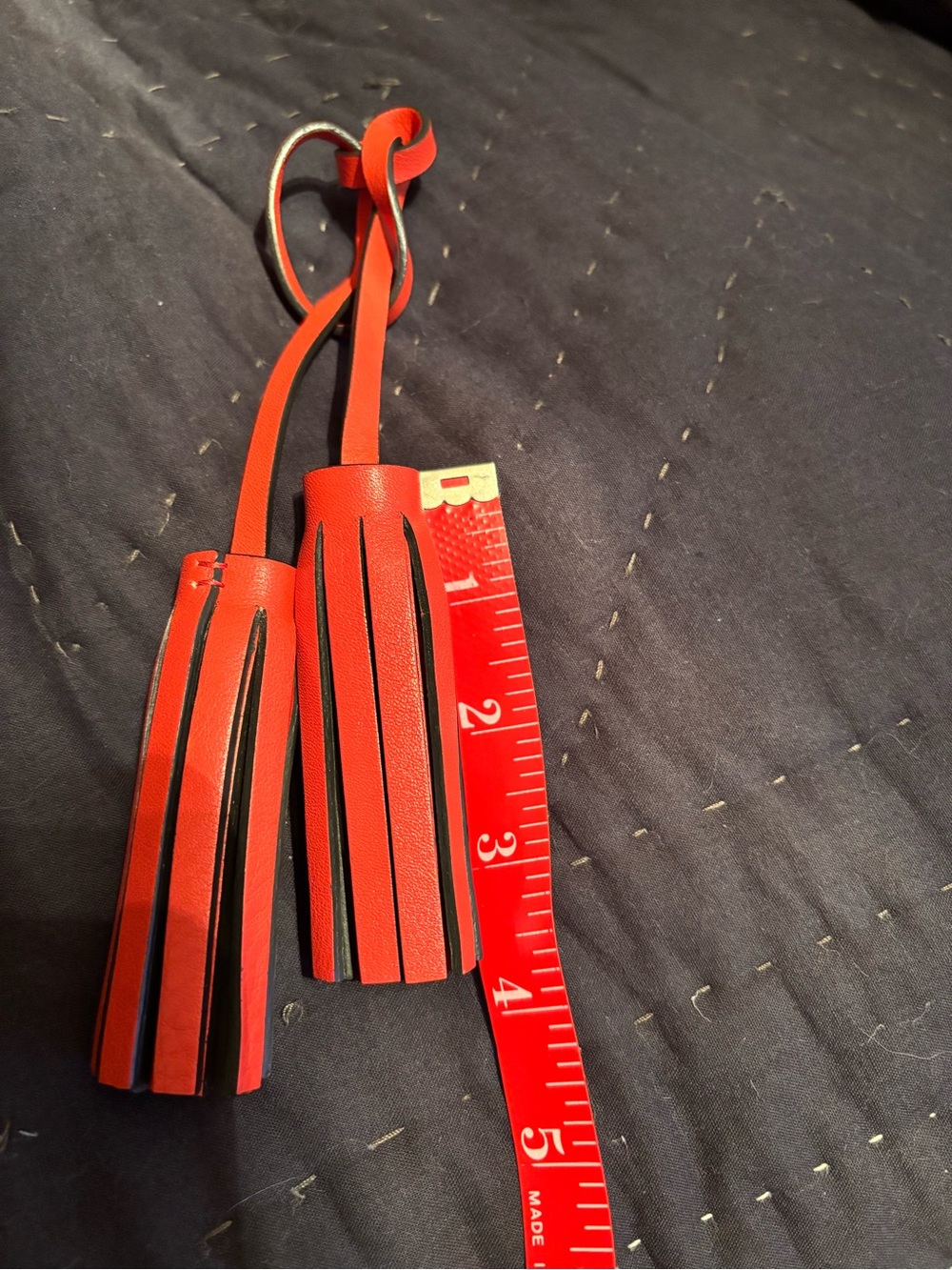 Coach Red Leather Double Tassel Charm NEW